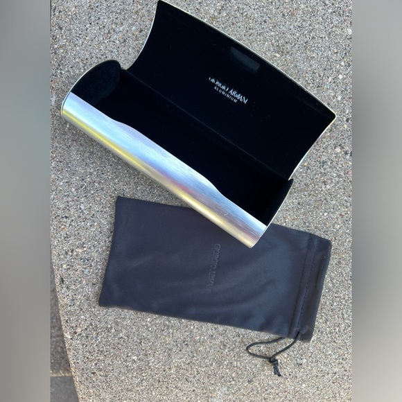 🕶️🔥Aluminum Silver Glasses/Sunglasses Metal Hard Clamshell Case Giorgio Armani - Picture 15 of 17